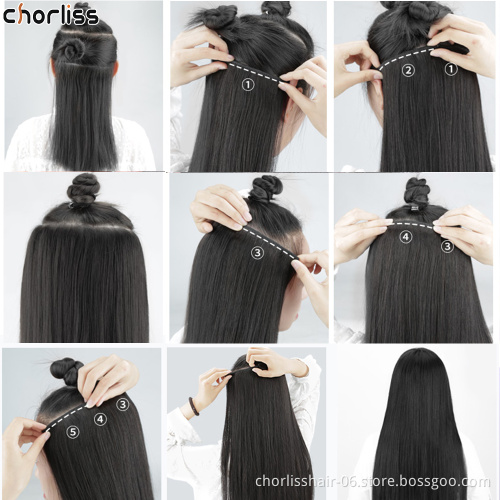 Wholesale Blonde Black Long 22''Straight Ombre New High Quality Hairpiece 5 Clip Synthetic Clip In Hair Extensions For Women